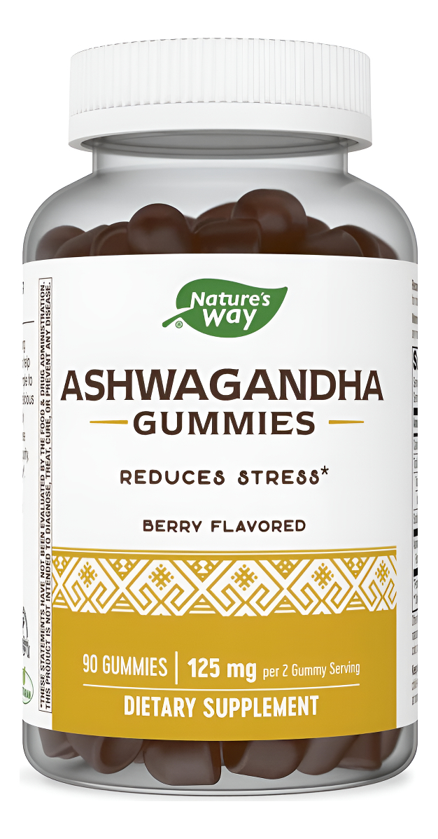 Nature's Way Ashwagandha - Gomitas Reductoras De Estrés Con Hierba Adaptogénica*, Sabor A Bayas, 125 Mg, 90 Gomitas