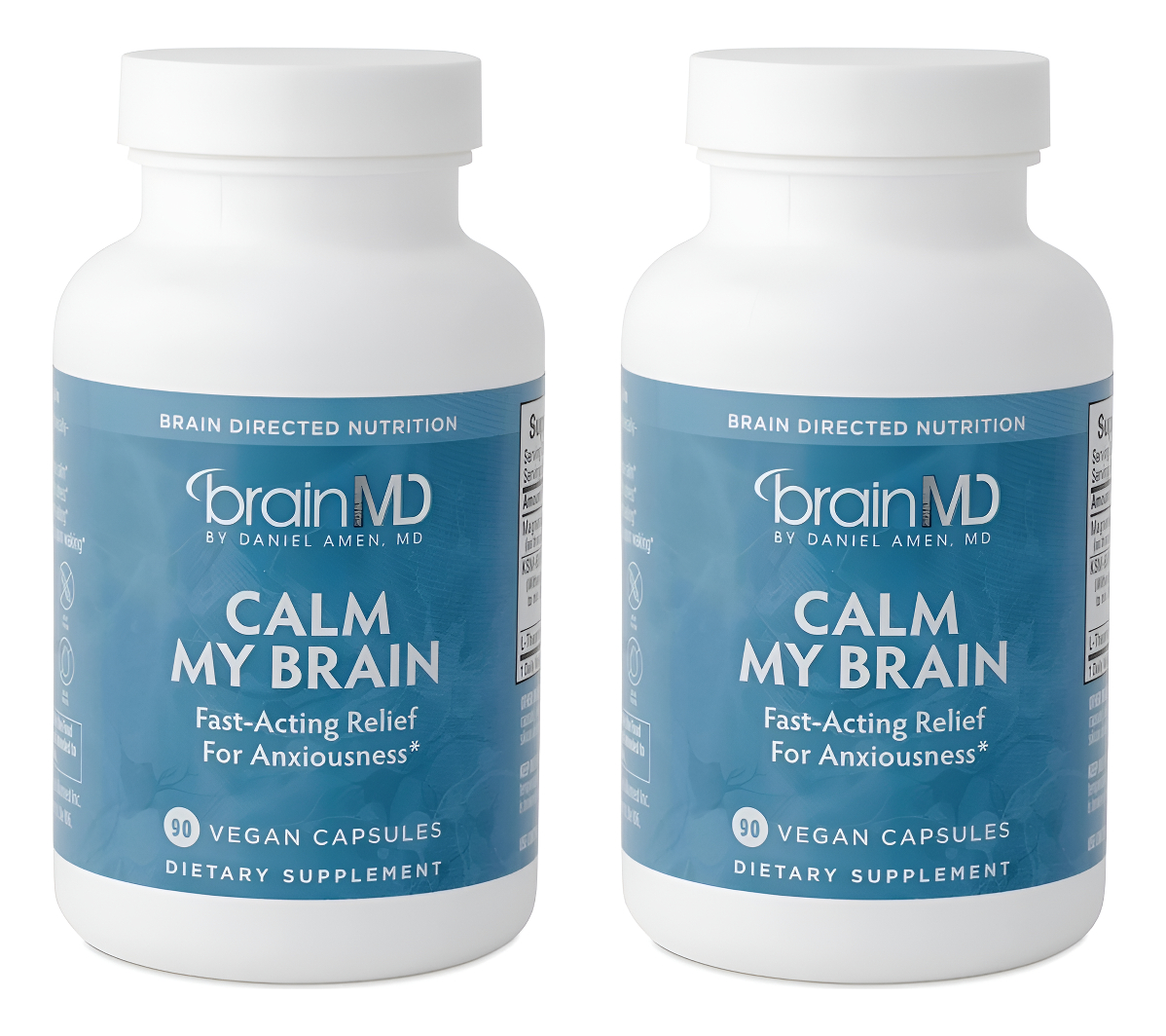 Brainmd Dr Amen Calm My Brain - 90 Cápsulas Veganas, Paquete De 2, Fórmula De Acción Rápida Con Magnesio, Ashwagandha Y