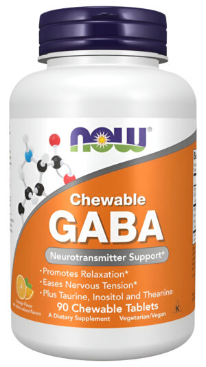 Now Suplementos Now Suplementos, Gaba (ácido Gamma-aminobutírico), Soporte De Neurotransmisores,  90 Tabletas Masticables