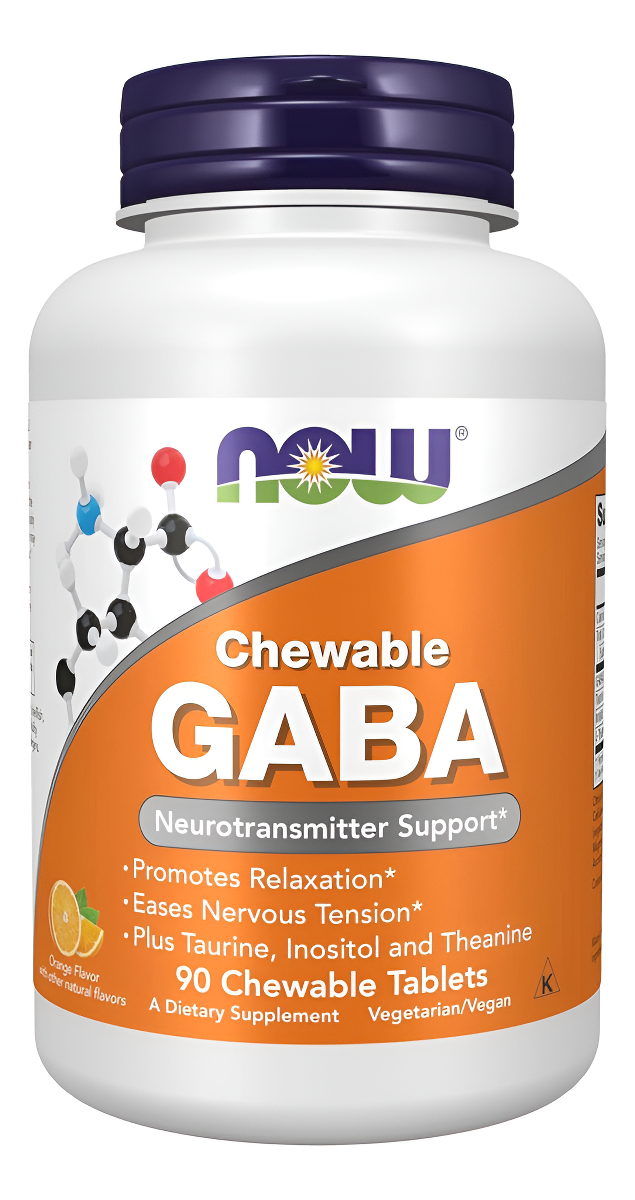 Now Suplementos Now Suplementos, Gaba (ácido Gamma-aminobutírico), Soporte De Neurotransmisores, 90 Tabletas Masticables