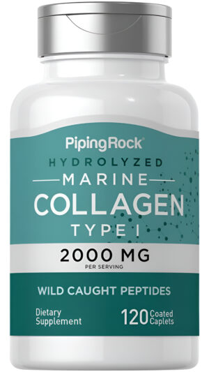 Piping Rock Cápsulas De Colágeno Marino | 2000 Mg | 120 Cápsulas Recubiertas | Con Ácido Hialurónico Y Vitamina C | Suplemento Sin Omg, Sin Gluten