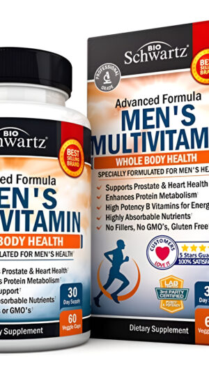 Bioschwartz Multivitamínico Para Hombres Con Vitamina C, A, B, D3, E, Zinc Para Apoyo Inmunológico, 60 Cápsulas Veganas