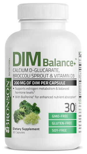 Bronson Dim Balance+ D-glucarato De Calcio, Brotes De Brócoli Y Vitamina D3 200 Mg De Dim Por Cápsula Apoya El Metabolismo De Estrógeno Y Los Niveles