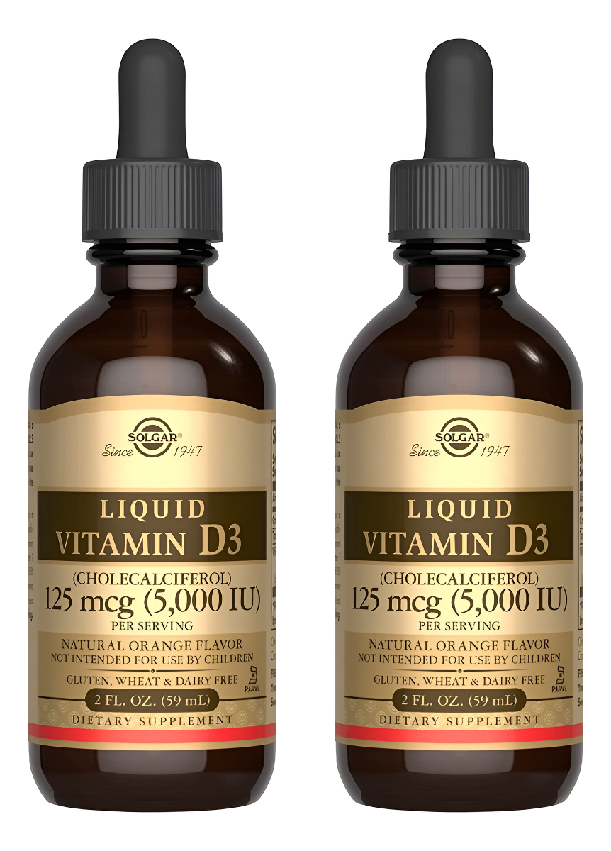 Solgar Vitamina D3 Líquida (colecalciferol), 5000 Iu, Sabor Natural A Naranja