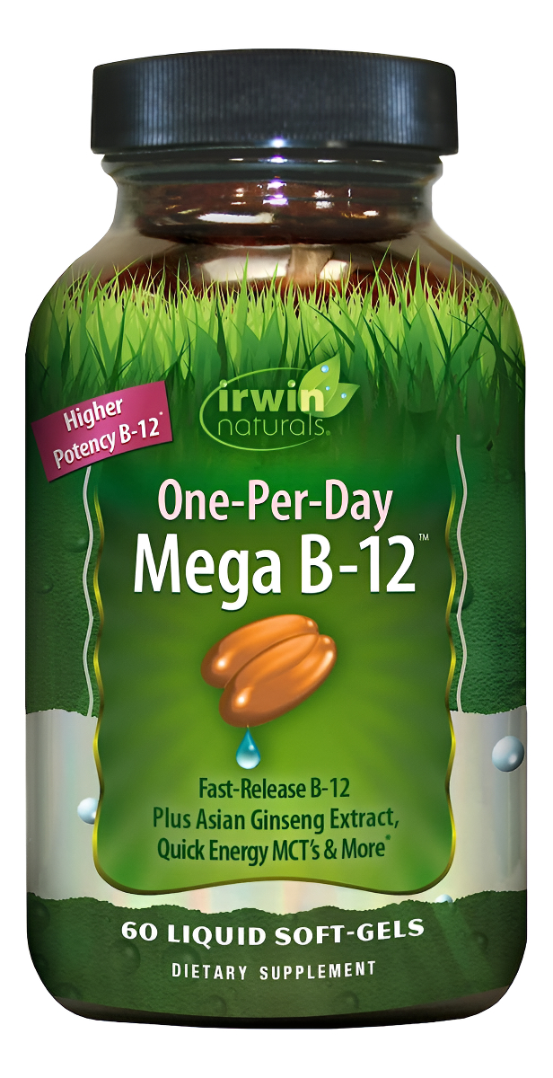 Irwin Naturals Vitamina De Metilcobalamina De Alta Potencia Mega B-12 De 1,500 Mcg, 60 Cápsulas Blandas Líquidas