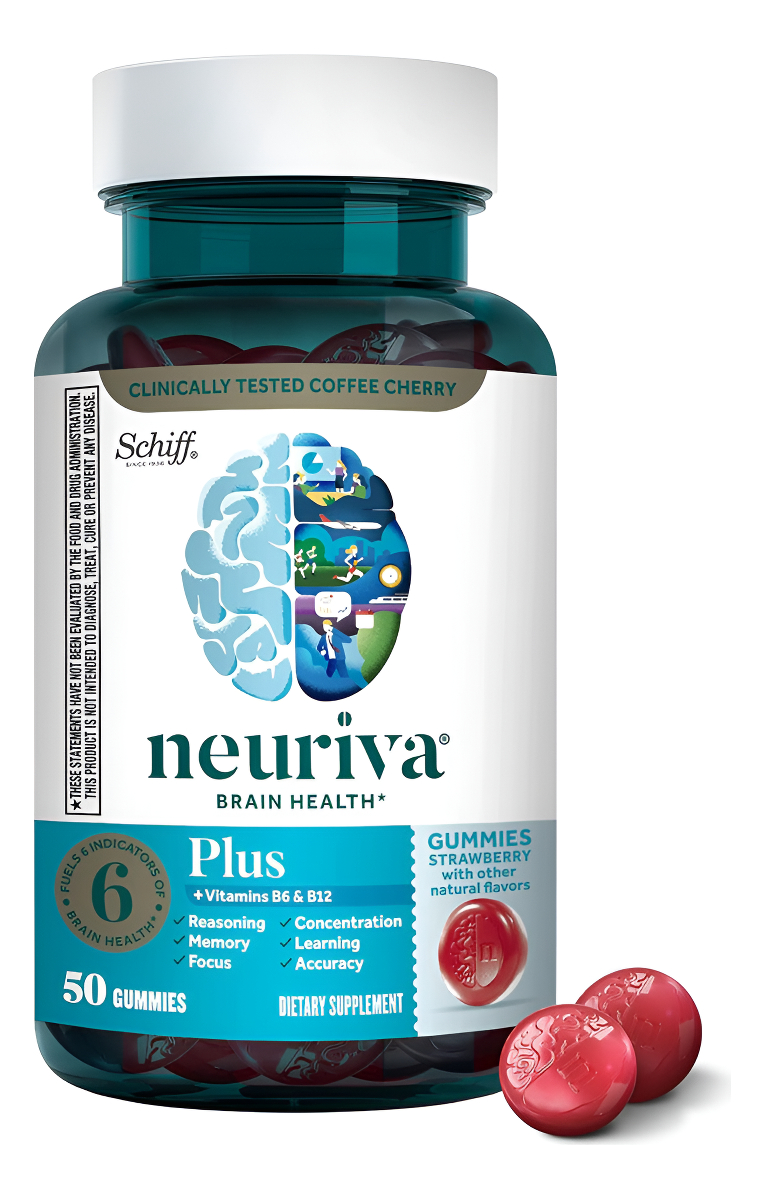 Neuriva Suplemento Cerebral Plus Para Memoria, Enfoque Y Concentración + Función Cognativa Con Vitaminas B6 Y B12 Y Noo