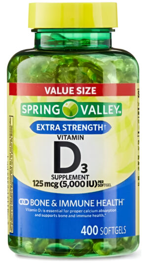 Cápsulas De Vitamina D3 De Spring Valley, 125 Mcg Por Softgel.