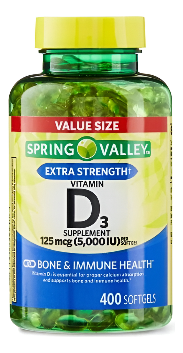 Cápsulas De Vitamina D3 De Spring Valley, 125 Mcg Por Softgel.