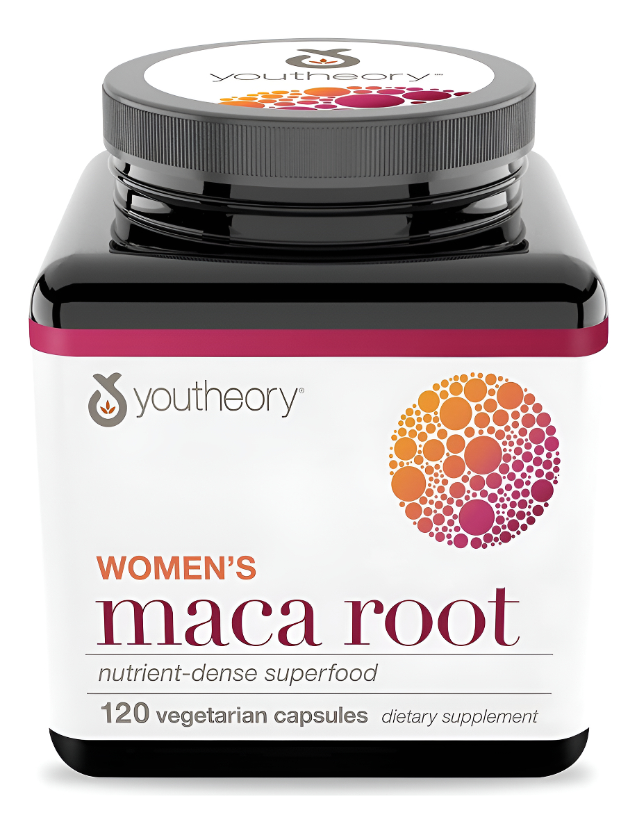 Youtheory Raíz De Maca Para Mujer, Cápsulas Vegetarianas, 120 Unidades (el Embalaje Puede Variar)