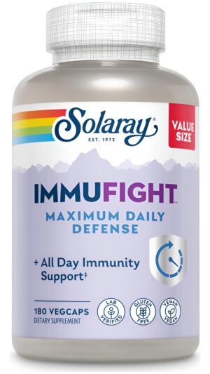 Solaray Immufight Máxima Defensa Diaria, Apoyo Inmunológico Durante Todo El Día, 180 Cápsulas Veganas