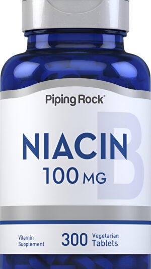 Piping Rock Niacina 100 Mg | 300 Tabletas | Con Rubor | Vegetariano, Sin Omg, Sin Gluten