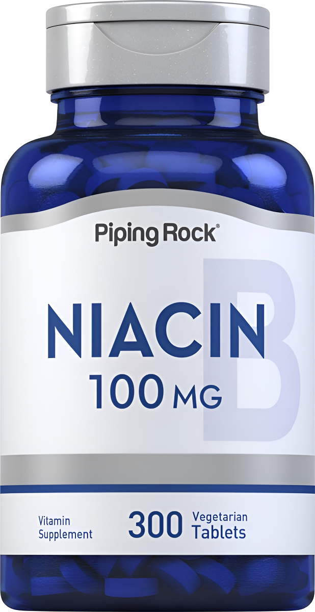 Piping Rock Niacina 100 Mg | 300 Tabletas | Con Rubor | Vegetariano, Sin Omg, Sin Gluten
