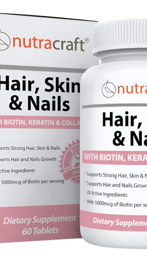 Suplemento #1 Para Cabello, Uñas Y Piel Con 5000 Mcg De Biotina, Queratina, Colágeno, Msm, Sílice Y Ácido Hialurónico P