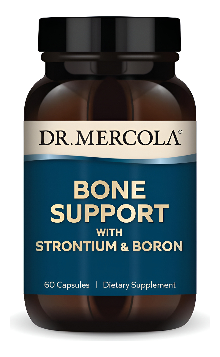 Dr. Mercola Soporte Óseo Con Estroncio Y Boro, 30 Porciones (60 Cápsulas), Suplemento Dietético, Para Comodidad Ósea Y