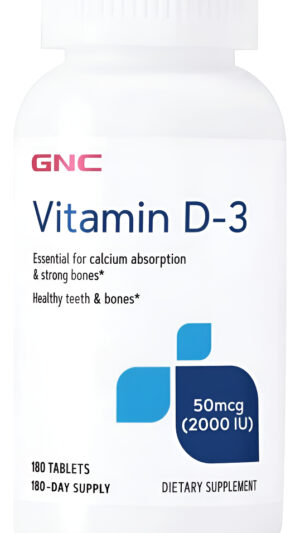 Gnc Vitamina D-3 50mcg, 180 Tabletas, Apoya Huesos Y Dientes Saludables