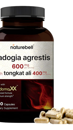 Naturebell Fadogia Agrestis 600 Mg Con Tongkat Ali 400 Mg, 240 Cápsulas | Extracto De Tallo De Fadogia 20:1 Y Extracto