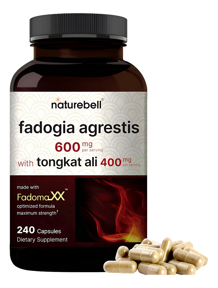Naturebell Fadogia Agrestis 600 Mg Con Tongkat Ali 400 Mg, 240 Cápsulas | Extracto De Tallo De Fadogia 20:1 Y Extracto