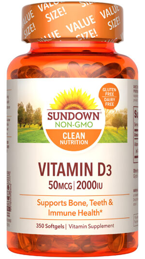 Sundown 350 Cápsulas Blandas De Vitamina D3 De 2000 Ui, Apoya La Salud Ósea, Los Dientes Y El Sistema Inmunológico