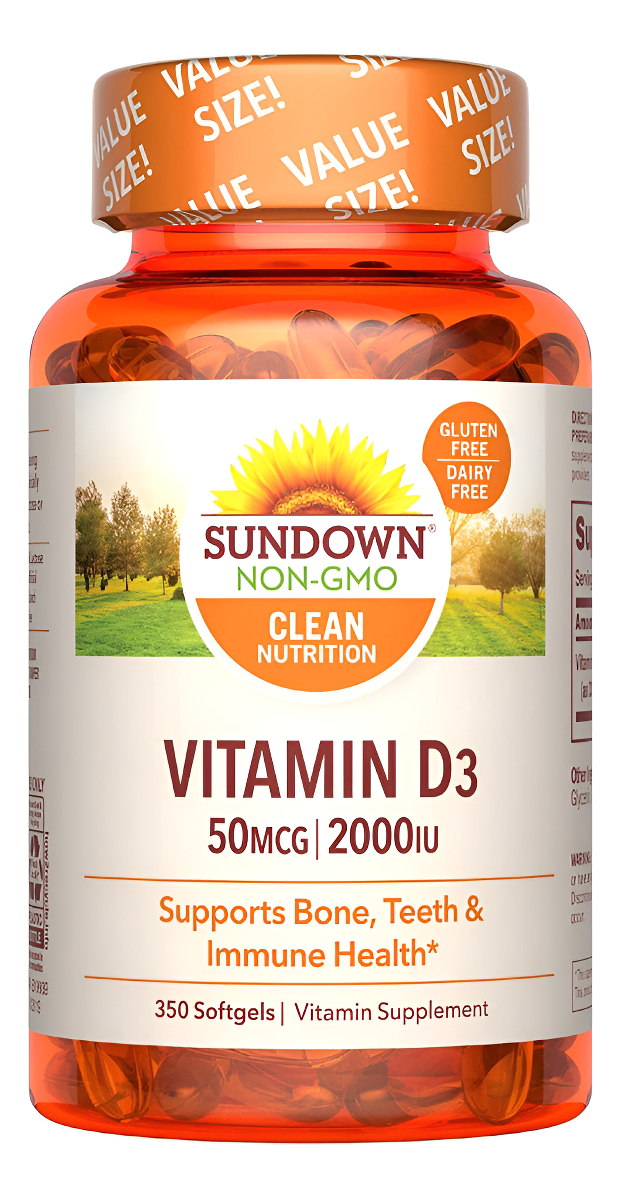 Sundown 350 Cápsulas Blandas De Vitamina D3 De 2000 Ui, Apoya La Salud Ósea, Los Dientes Y El Sistema Inmunológico