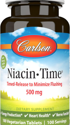 Carlson Niacin-time 500 Mg, Vitamina B-3, 100 Tabletas De Liberación Prolongada