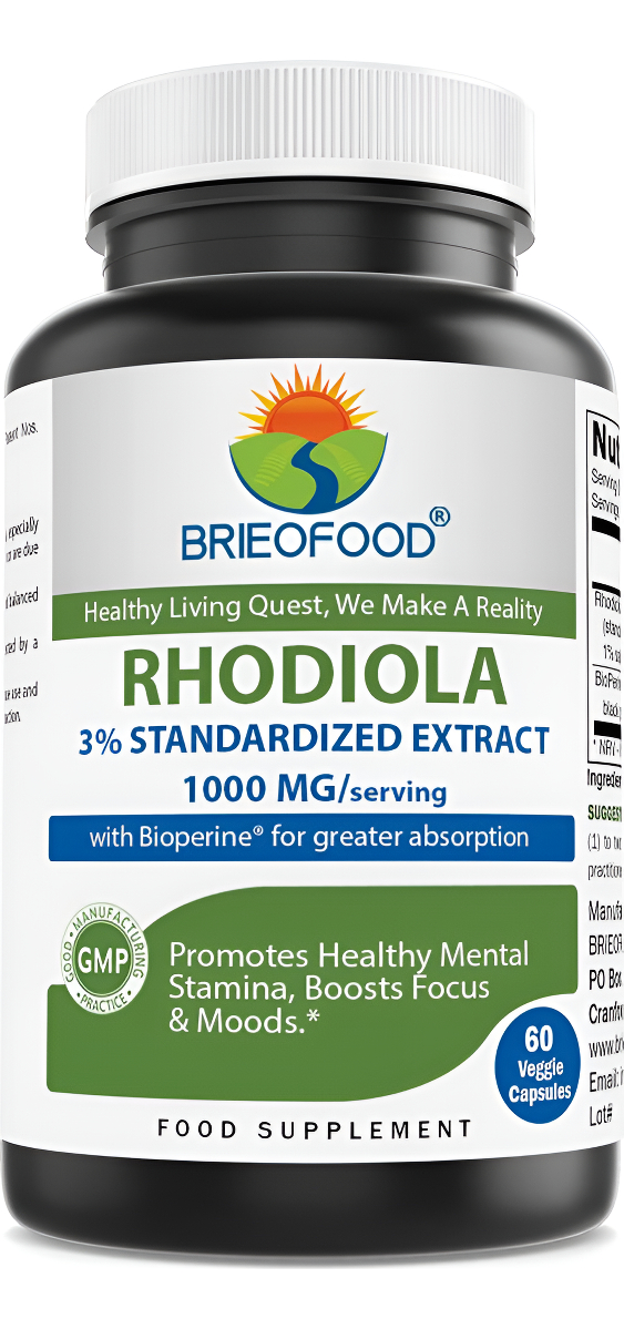 Brieofood Rhodiola 3% Extracto Estandarizado 1000mg/porción - 60 Cápsulas Vegetales