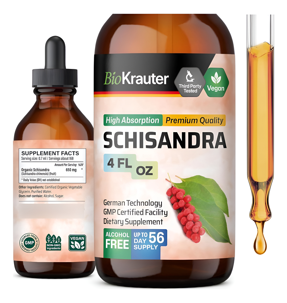 Schisandra Tintura - Suplemento Orgánico De Schisandra - Adaptógeno Natural Para Apoyar El Estado De Ánimo - Extracto L