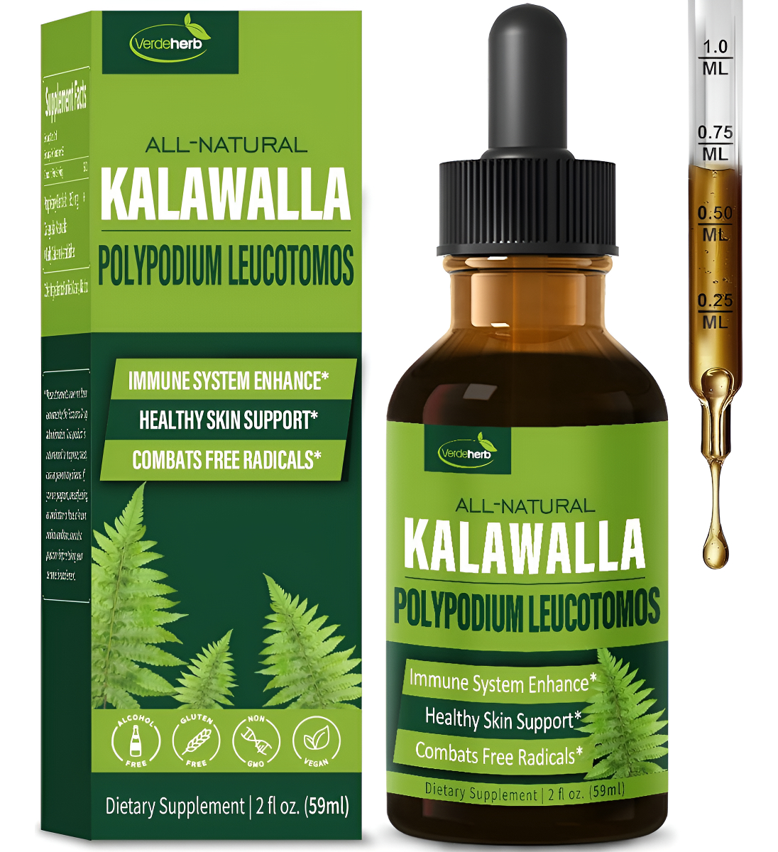 Kalawalla Root(polypodium Leucotomos) Immune Support Drops, Natural Kalawalla Herb Extract Immunity Boost Supplement Fo