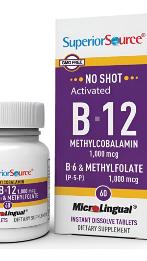 Superior Source No Shot Vitamina B12 Cianocobalamina 1000 Mcg, B6, Ácido Fólico, Vitamina D 1000 Ui