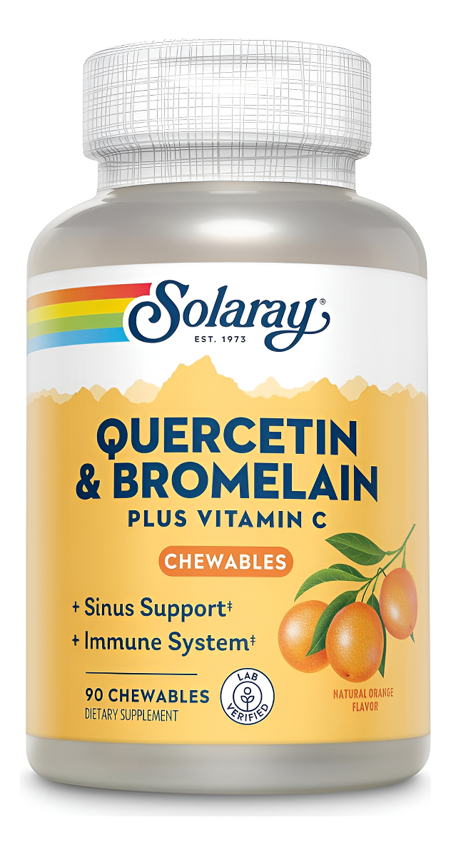 Solaray Quercetina Con Bromelina Y Vitamina C Masticables - Suplemento De Apoyo Inmunológico - Complejo De Defensa Inmu