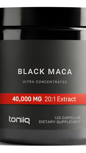 Extracto De Raíz De Maca Negra Pura De 40,000 Mg  Ultra Concentrado 20:1 De Origen Único Salvaje, Cápsulas De Polvo De