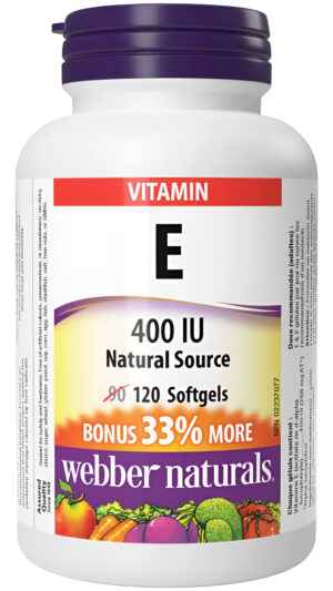 Webber Naturals Cápsulas Blandas De Fuente Natural De Vitamina E, 400 Iu-120 Unidades