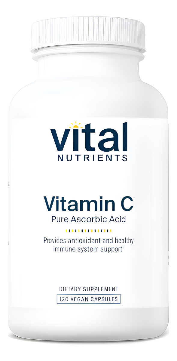Vital Nutrients Vitamina C 1000 Mg (ácido Ascórbico 100% Puro) | Sin Gluten, Lácteos Y Soja | Sin Omg | 120 Cápsulas