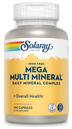 Solaray Mega Multi Mineral Sin Hierro, Cápsulas Vitaminas (076280045147) (100 Cápsulas, 25 Porciones)