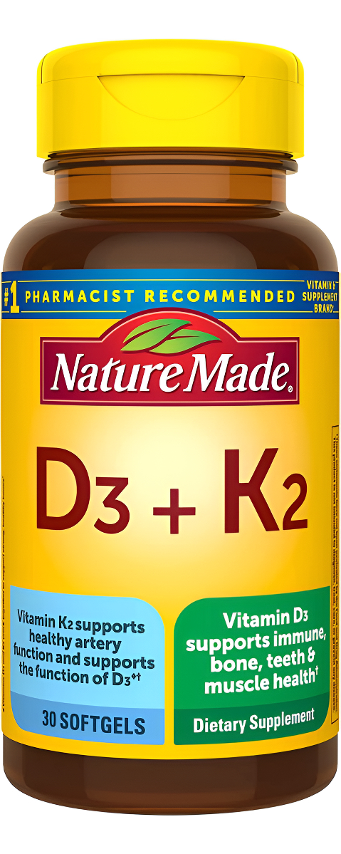 Nature Made Vitamina D3 K2, 5000 Ui (125 Mcg) De Vitamina D, Suplemento Dietético, 30 Cápsulas Blandas