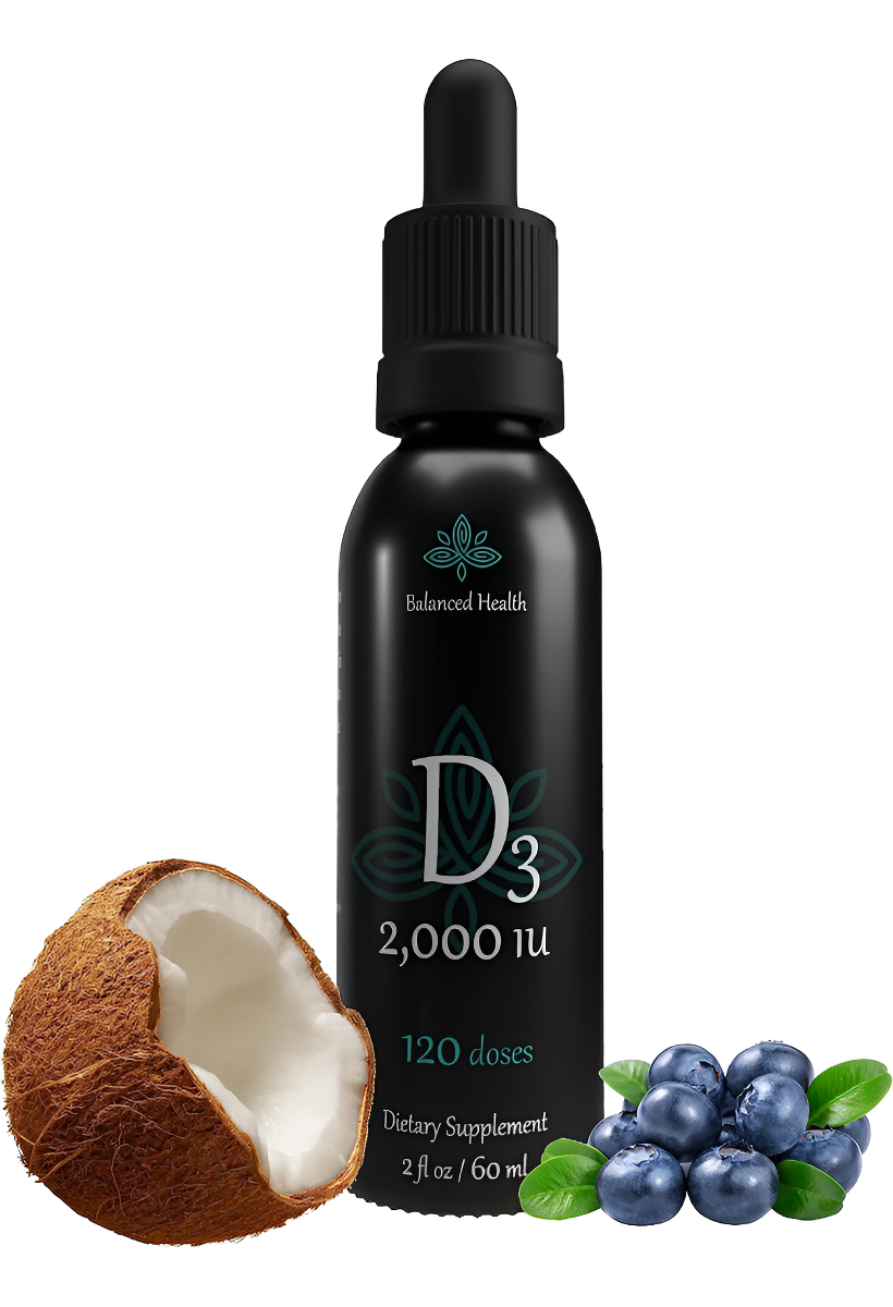 Balance Health D3 2,000 Ui, 2 Onzas Líquidas, 120 Dosis, Gotas Líquidas De Vitamina D Con Aceite Mct