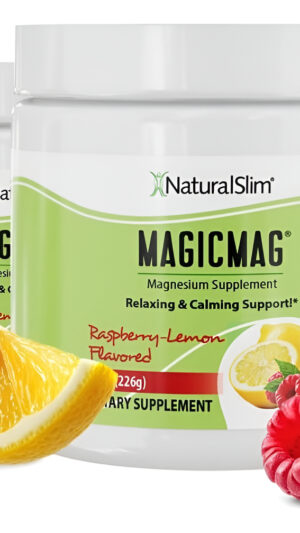 Naturalslim Suplemento De Citrato De Magnesio Puro Magic-mag Sabor Limón Y Frambuesa, Pack De 2