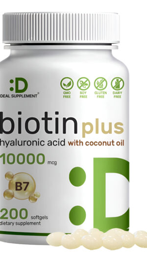 Biotina Aa 10000mcg Más Ácido Hialurónico 25 Mg Con Aceite D