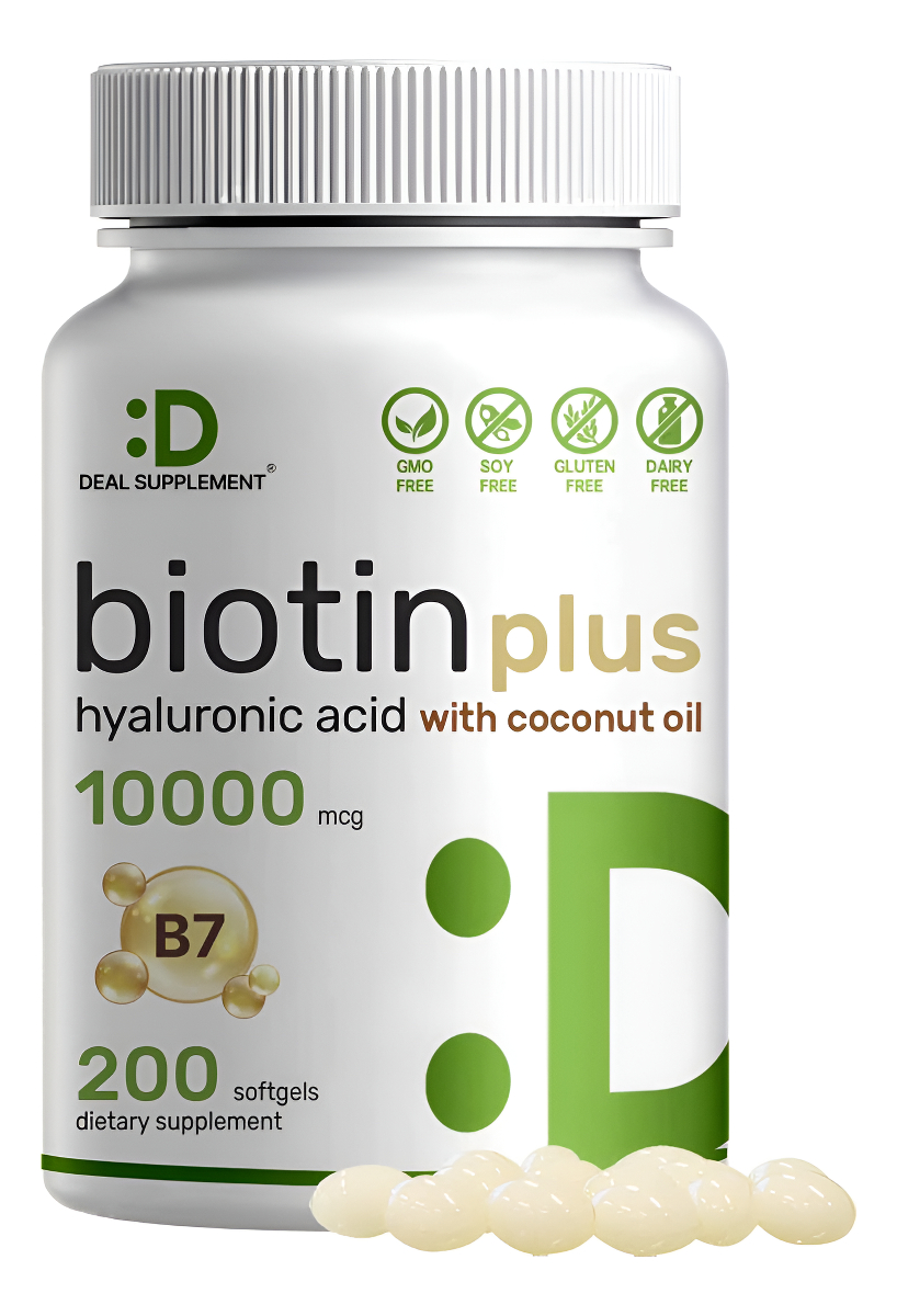 Biotina Aa 10000mcg Más Ácido Hialurónico 25 Mg Con Aceite D