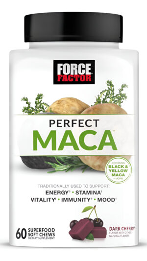 Force Factor Perfect Maca, Raíz De Maca Y Suplemento Dim Con Azafrán Para Aumentar La Energía Y El Estado De Ánimo, Con