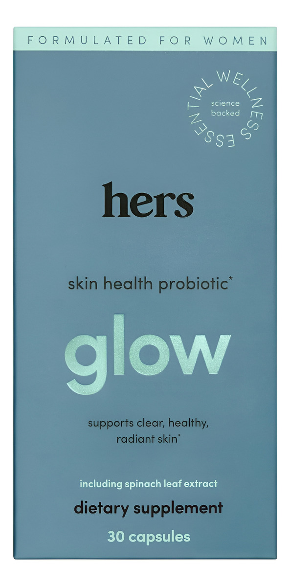 Hers Glow Supplement - Suplemento Probiótico Para Mujer Para La Piel - Sin Gluten, Sin Omg, Vegetariano - 30 Cápsulas