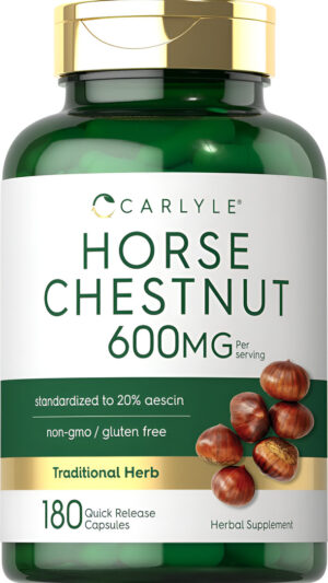 Carlyle Cápsulas De Castaño De Indias De 600 Mg | 180 Unidades | Sin Omg, Extracto Sin Gluten