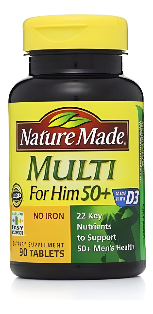 Nature Made Multi For Him 50+ 90 Tabletas De Suplemento Dietético, Paquete De 4