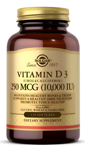 Solgar - Vitamina D3 (colecalciferol), 250 Mcg (10,000 Ui), 120 Cápsulas Blandas