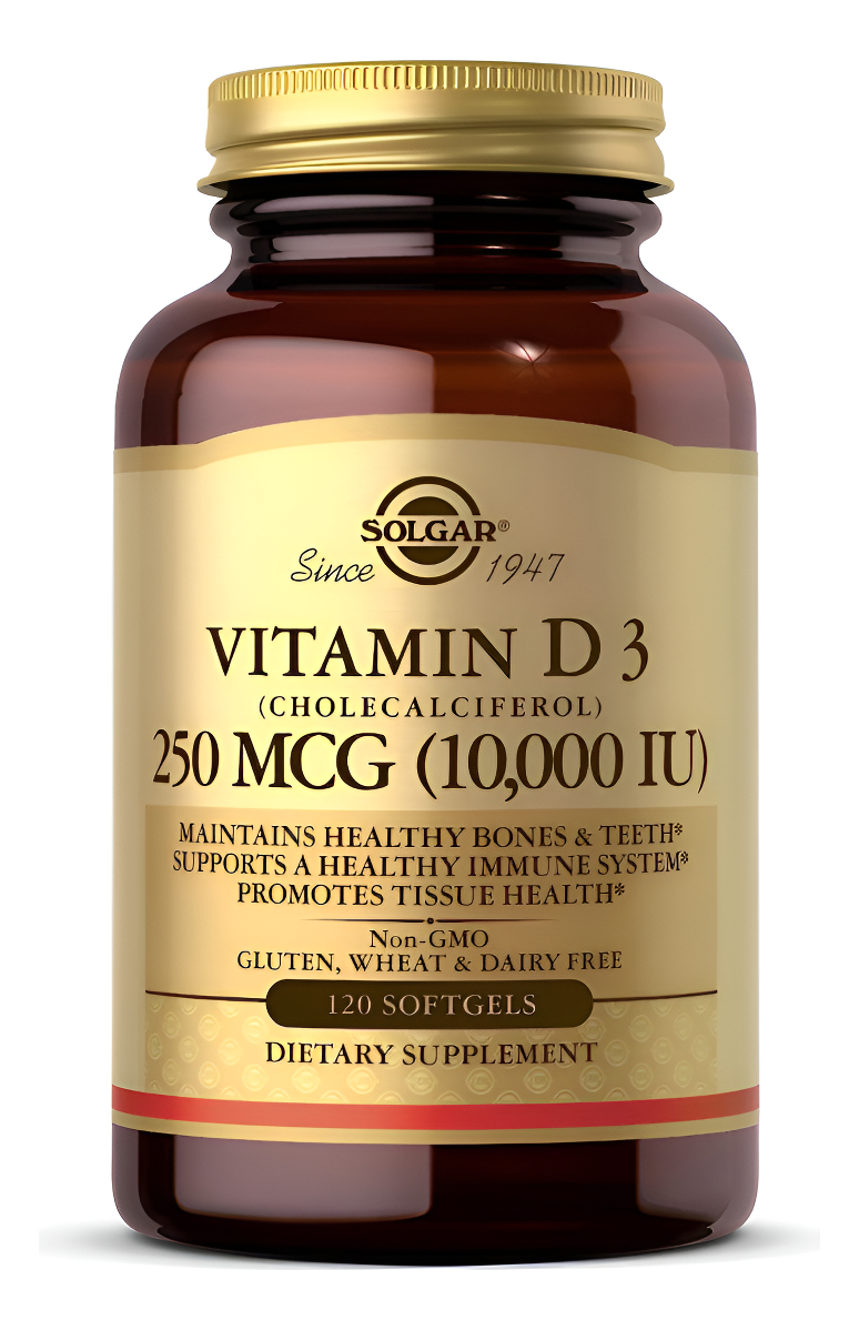 Solgar - Vitamina D3 (colecalciferol), 250 Mcg (10,000 Ui), 120 Cápsulas Blandas