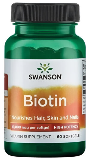 Biotina Alta Potencia 10.000 Mcg Per 60 Caps  De Swanson