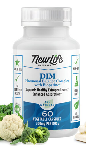 Newlife Naturals Suplemento Dim De 300 Mg Para Mujeres Y Hombres - Acné Hormonal, Píldoras De Equilibrio De Estrógeno, Alivio Posterior A La Menopaus