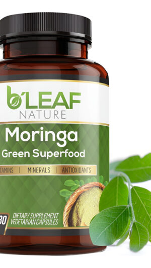 B'leaf Nature Cápsulas De Polvo De Hoja De Moringa Oleifera Orgánica Pura De 1000 Mg - Sistema Inmunológico Y Refuerzo