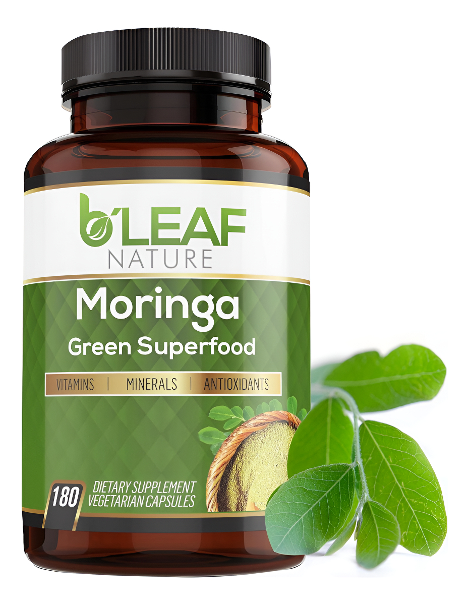 B'leaf Nature Cápsulas De Polvo De Hoja De Moringa Oleifera Orgánica Pura De 1000 Mg - Sistema Inmunológico Y Refuerzo