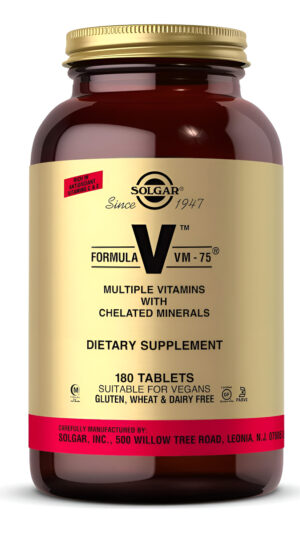 Solgar Formula Vm-75 180 Comprimidos, Multivitamínico Con Minerales Quelados, Vitamina A, B6, B12, C, D, E, Biotina, Ma