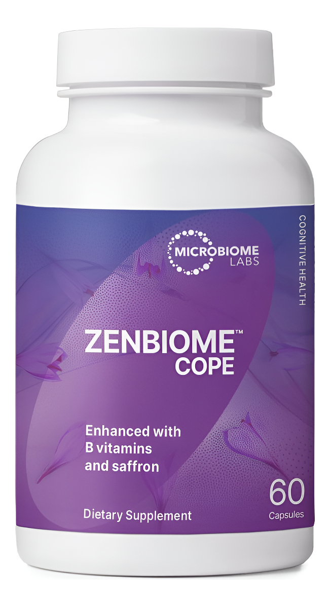 Microbiome Labs Zenbiome Cope - Suplemento Probiótico De Apoyo Al Estado De Ánimo Con Vitamina B6, B12 Y Extracto De Az